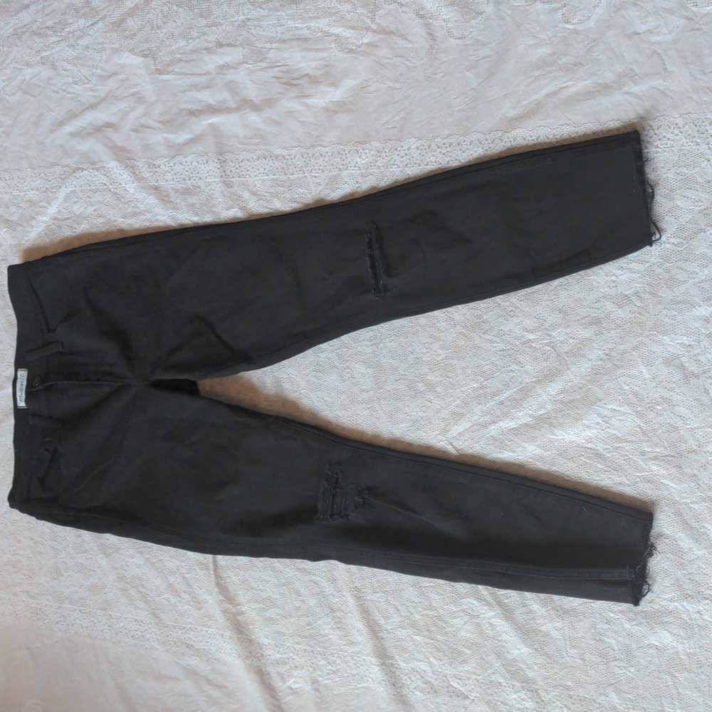 Madewell 10" High Riser Skinny Jeans Size 29 Black Raw Hem